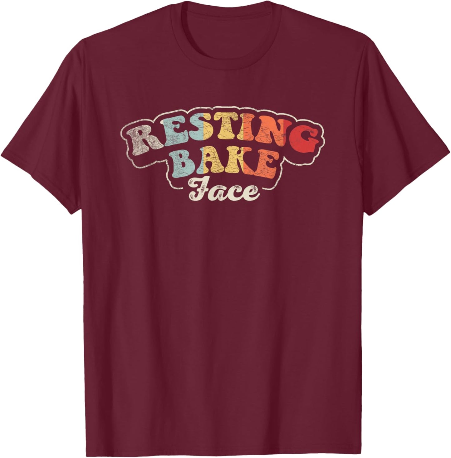 Retro Vintage Resting Bake Face Baking Cookie Funny Baker T-Shirt - T-Shirt | Maroon