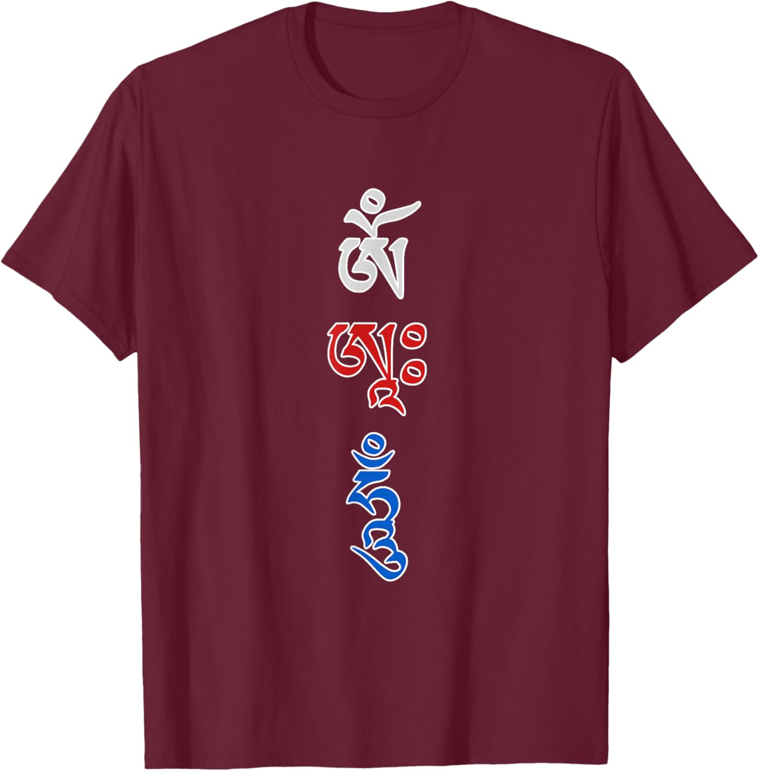 OM AH HUM Mantra Vajrayana T-Shirt - T-Shirt | Maroon