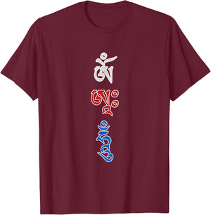 OM AH HUM Mantra Vajrayana T-Shirt - T-Shirt | Maroon