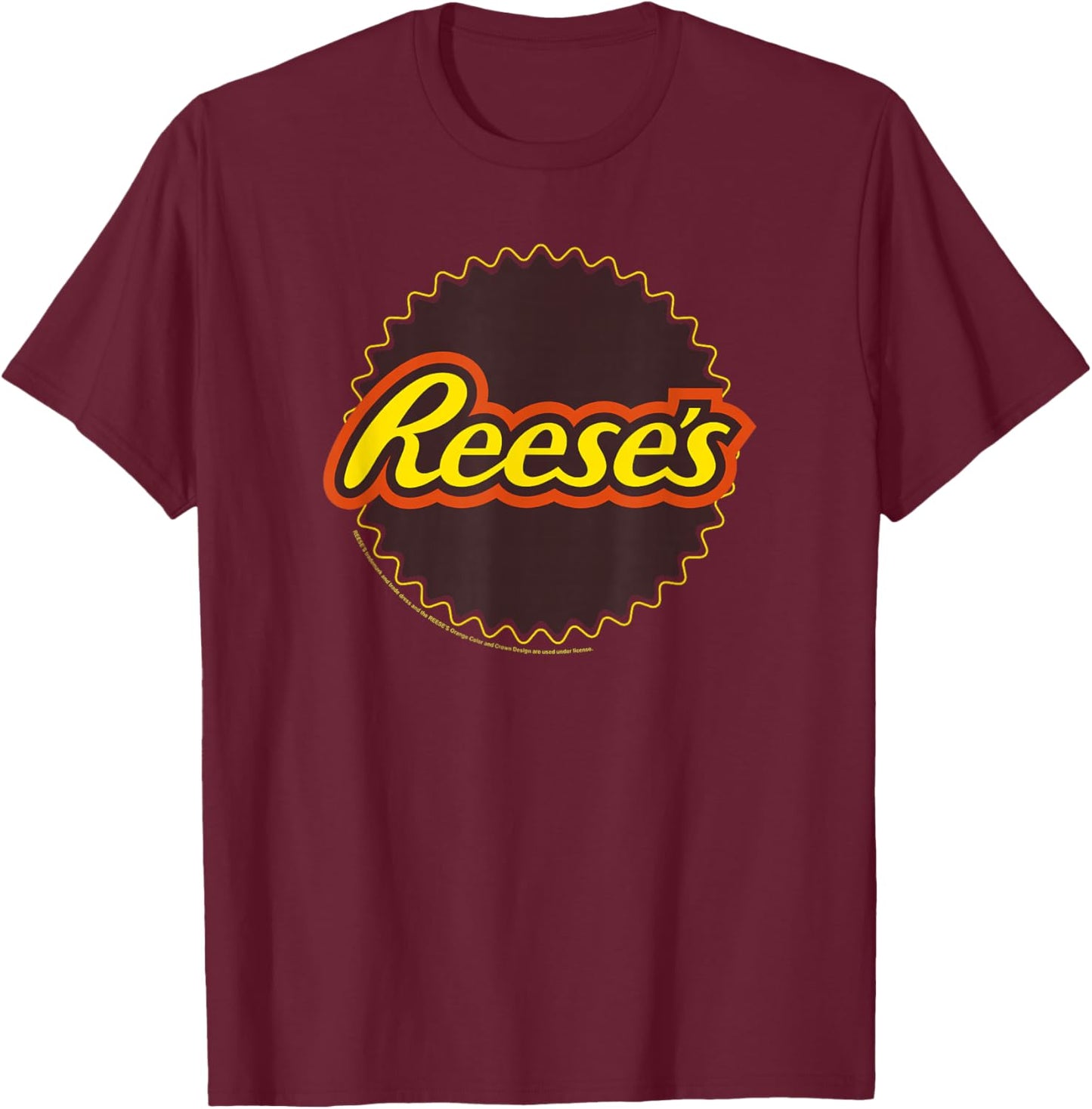 Reese's Peanut Butter Cup Outline Highlight Logo T-Shirt - T-Shirt | Maroon