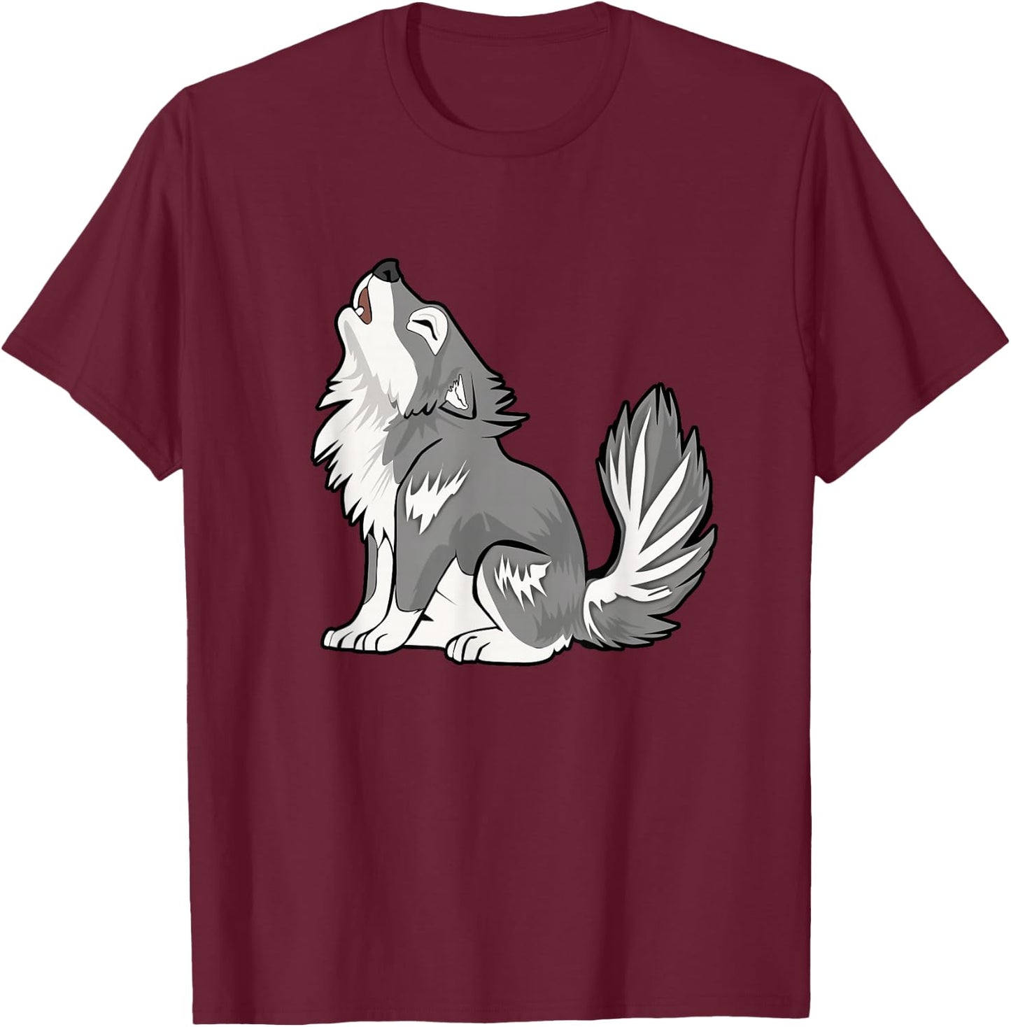 Cute Baby Howling Wolf Cub Sketch Gifts Costume Stuff Kids T-Shirt - T-Shirt | Maroon