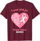 I Wear Pink Ribbon Heart Cool Breast Cancer Awareness Gift T-Shirt - T-Shirt | Maroon