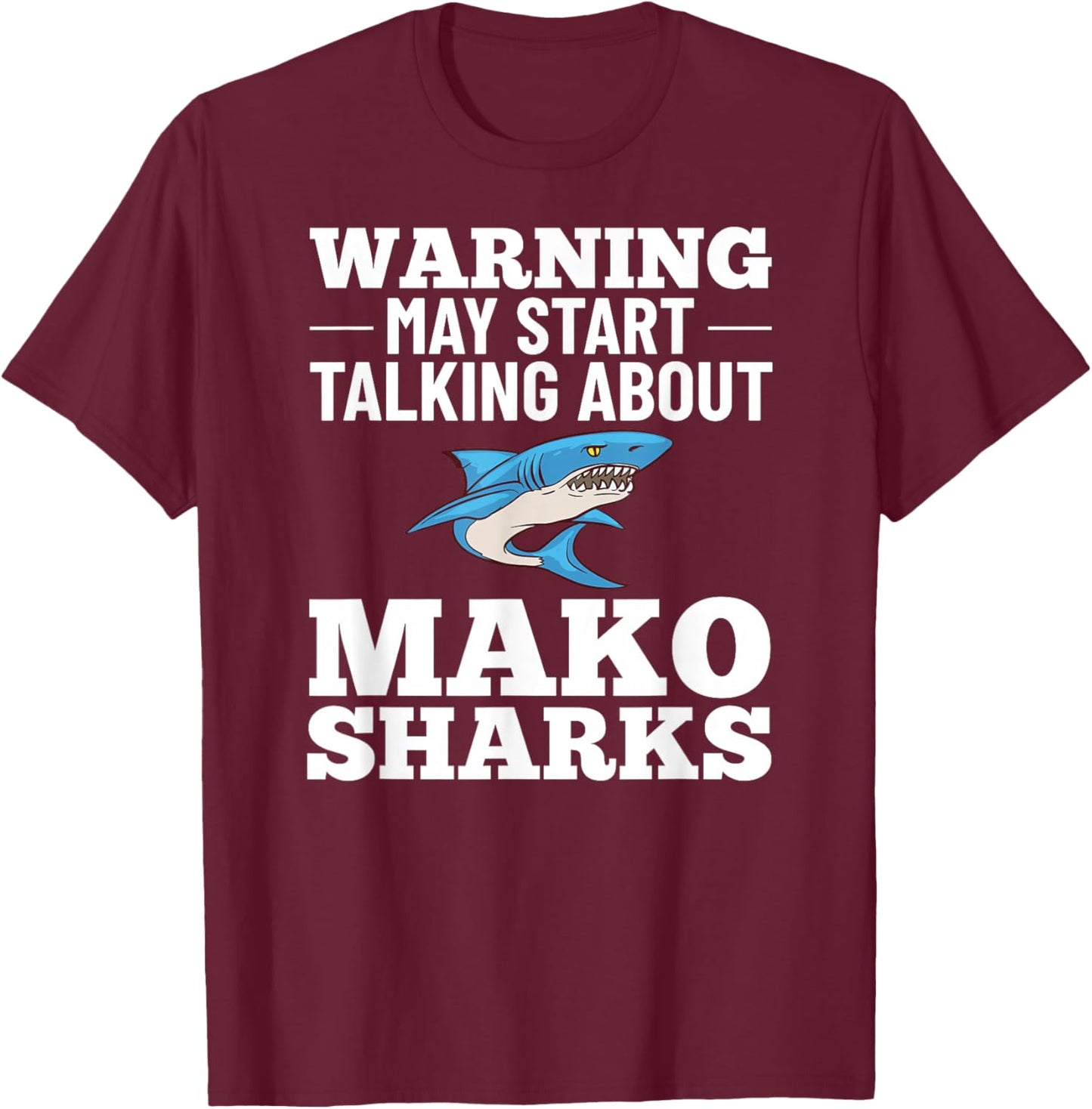 Mako Shark Animal Tooth Funny Ocean T-Shirt - T-Shirt | Maroon