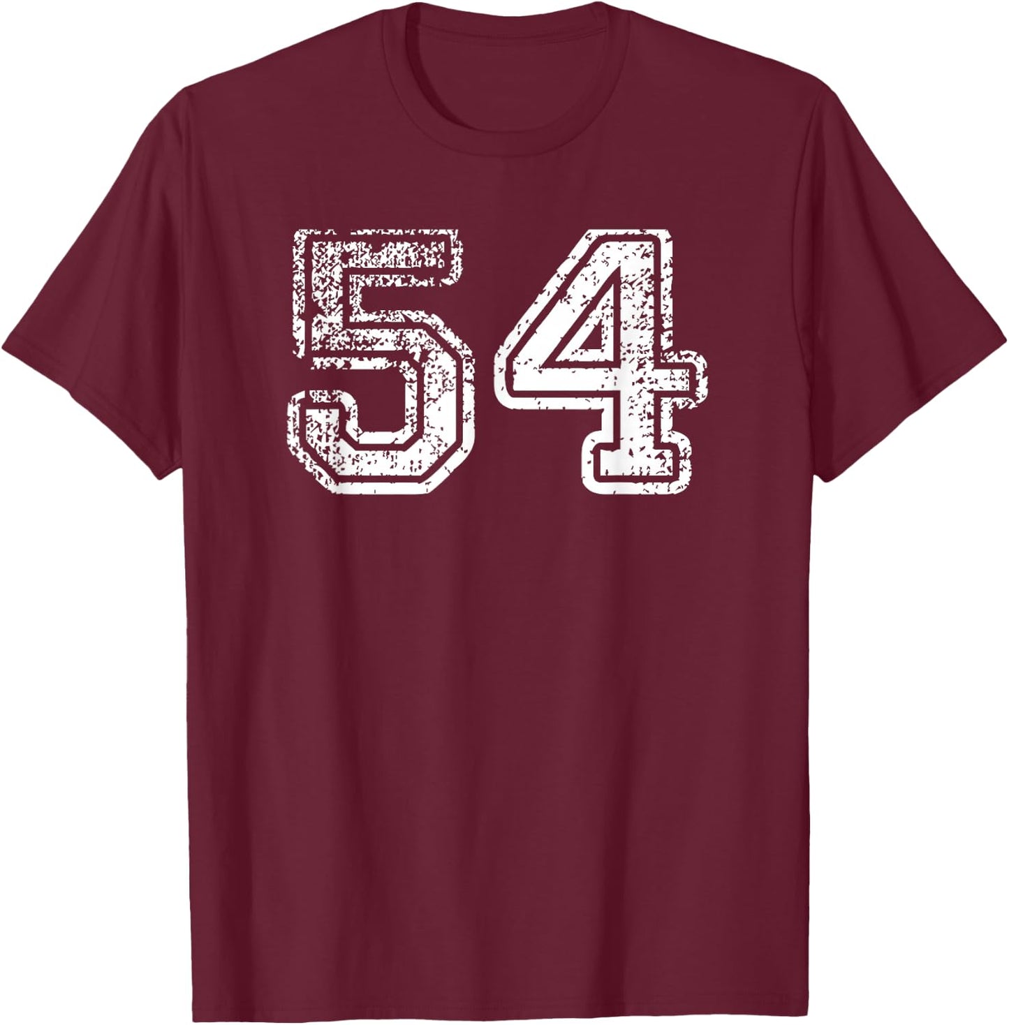 Number 54 Shirt Baseball Football Soccer Birthday T-Shirt - T-Shirt | Maroon