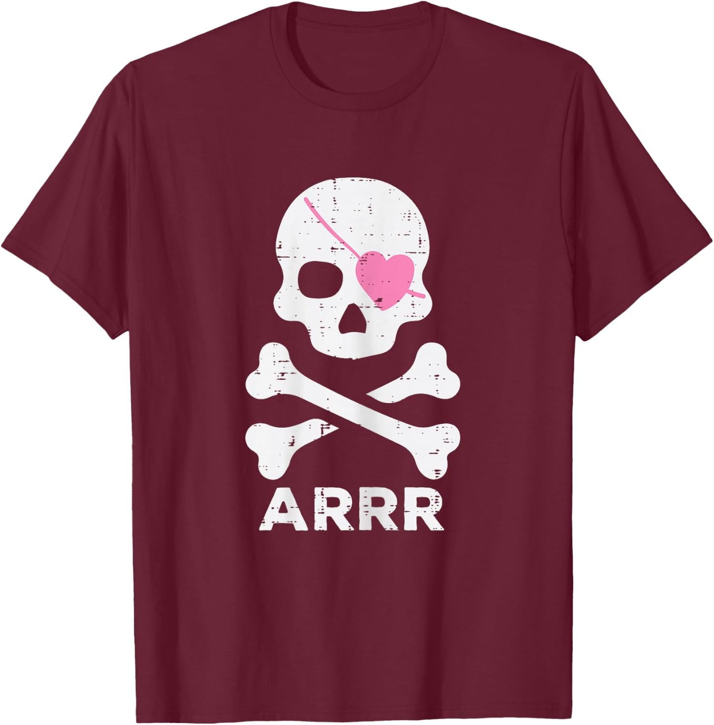 Arrr Pirate Heart Eyepatch Halloween Women Toddler Girl Kids T-Shirt - T-Shirt | Maroon