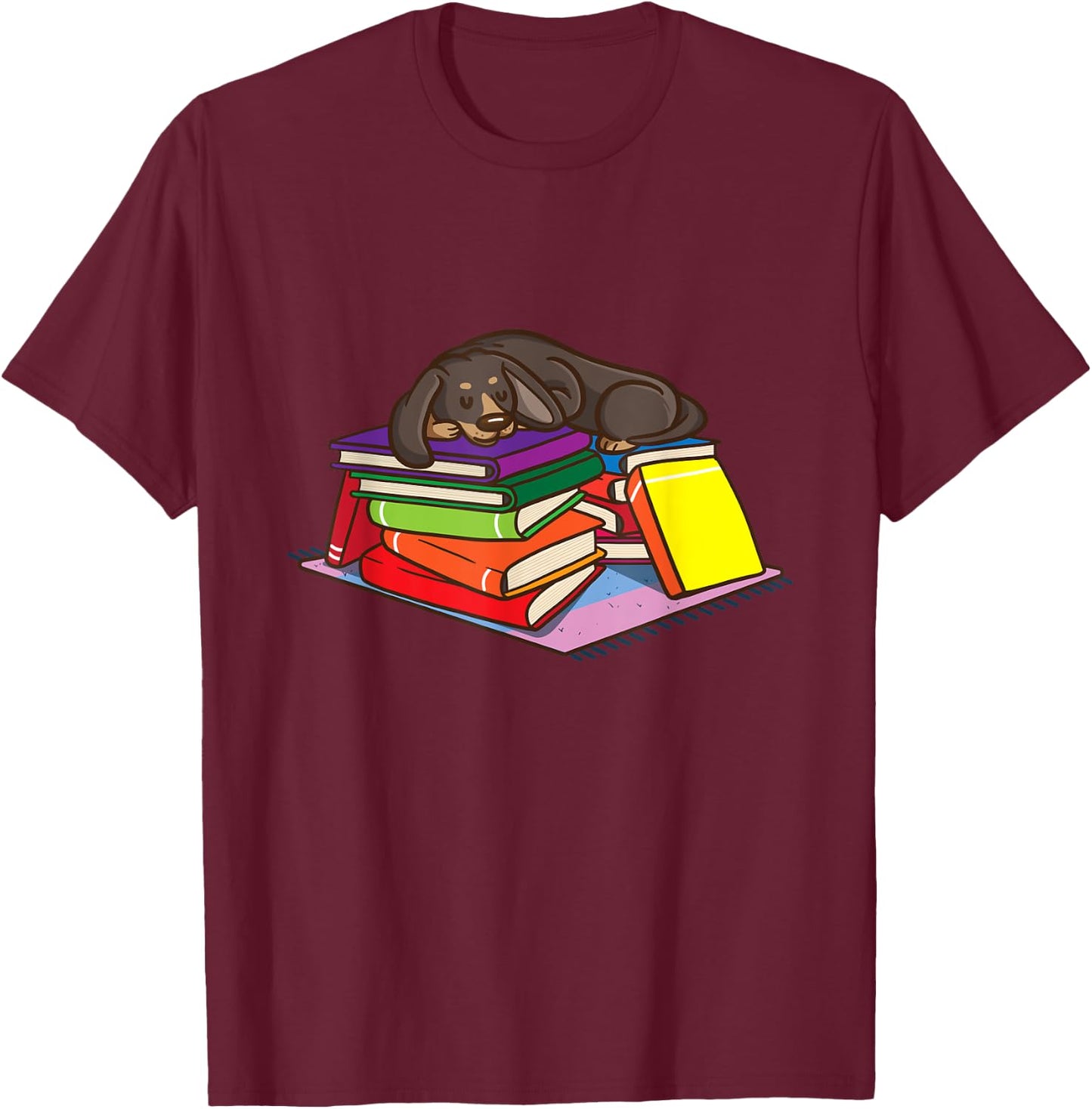 Dachshund Book Reading Lovers Gift Bookworm Girls Teachers T-Shirt - T-Shirt | Maroon