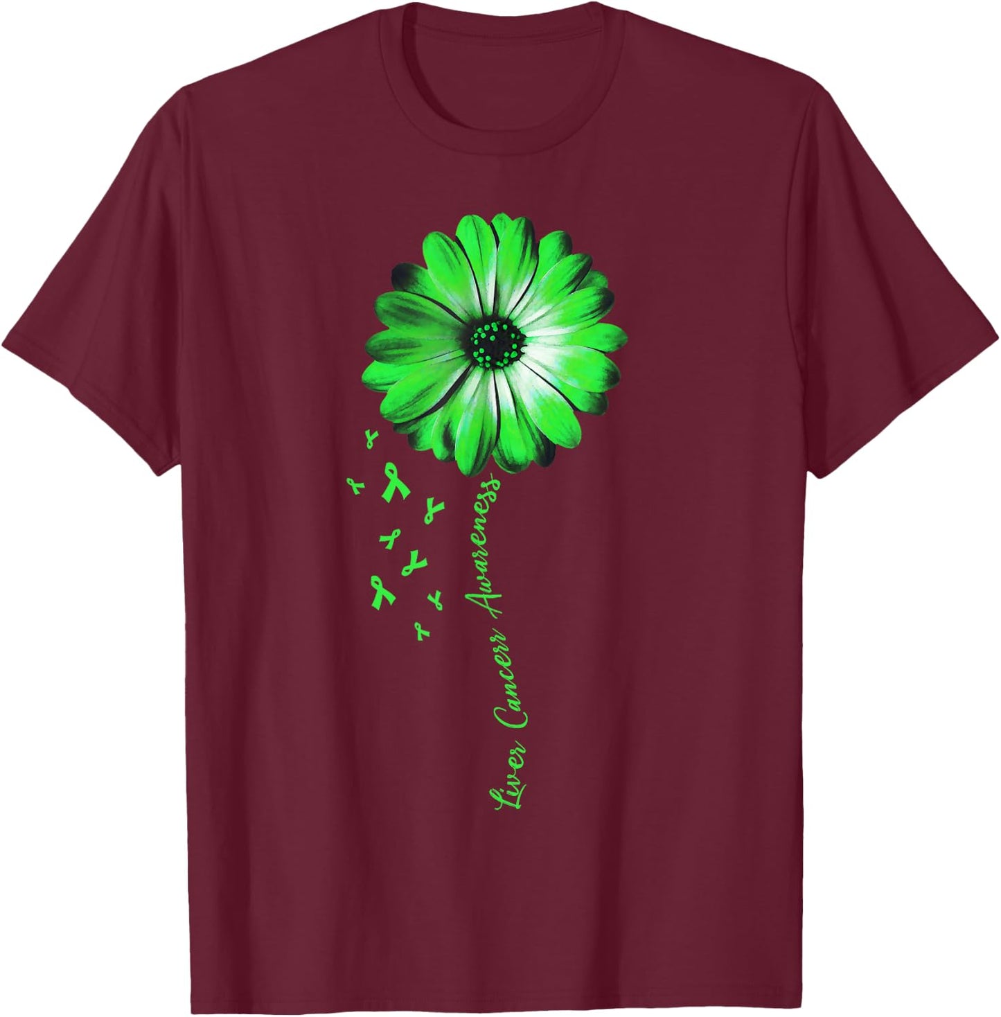 Daisy Flower Liver Cancer Awareness Gifts T-Shirt - T-Shirt | Maroon