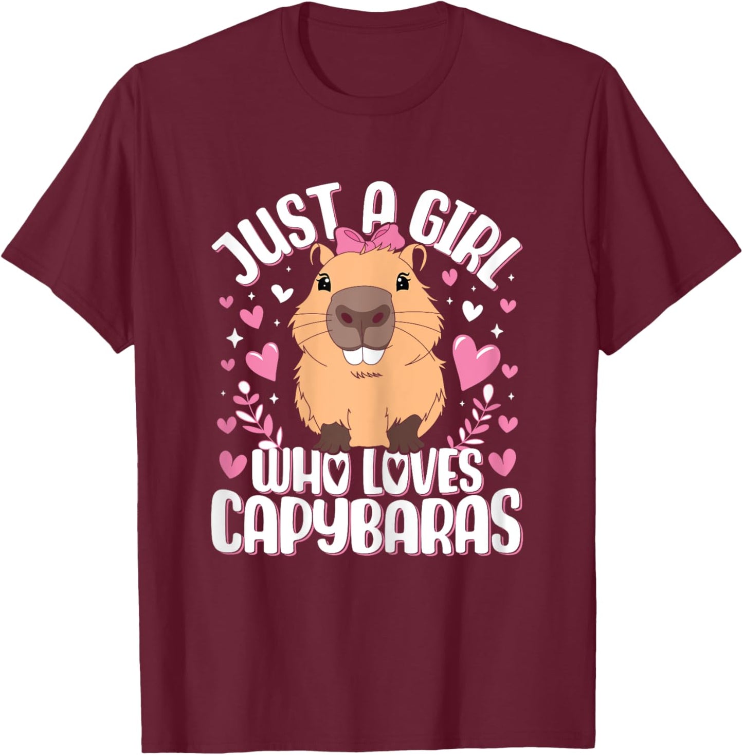 Just a Girl who loves Capybaras T-Shirt - T-Shirt | Maroon