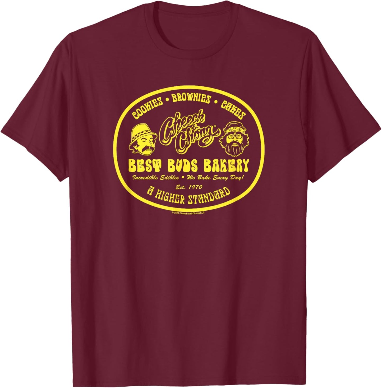 Cheech & Chong Best Buds Bakery A Higher Standard Logo T-Shirt - T-Shirt | Maroon
