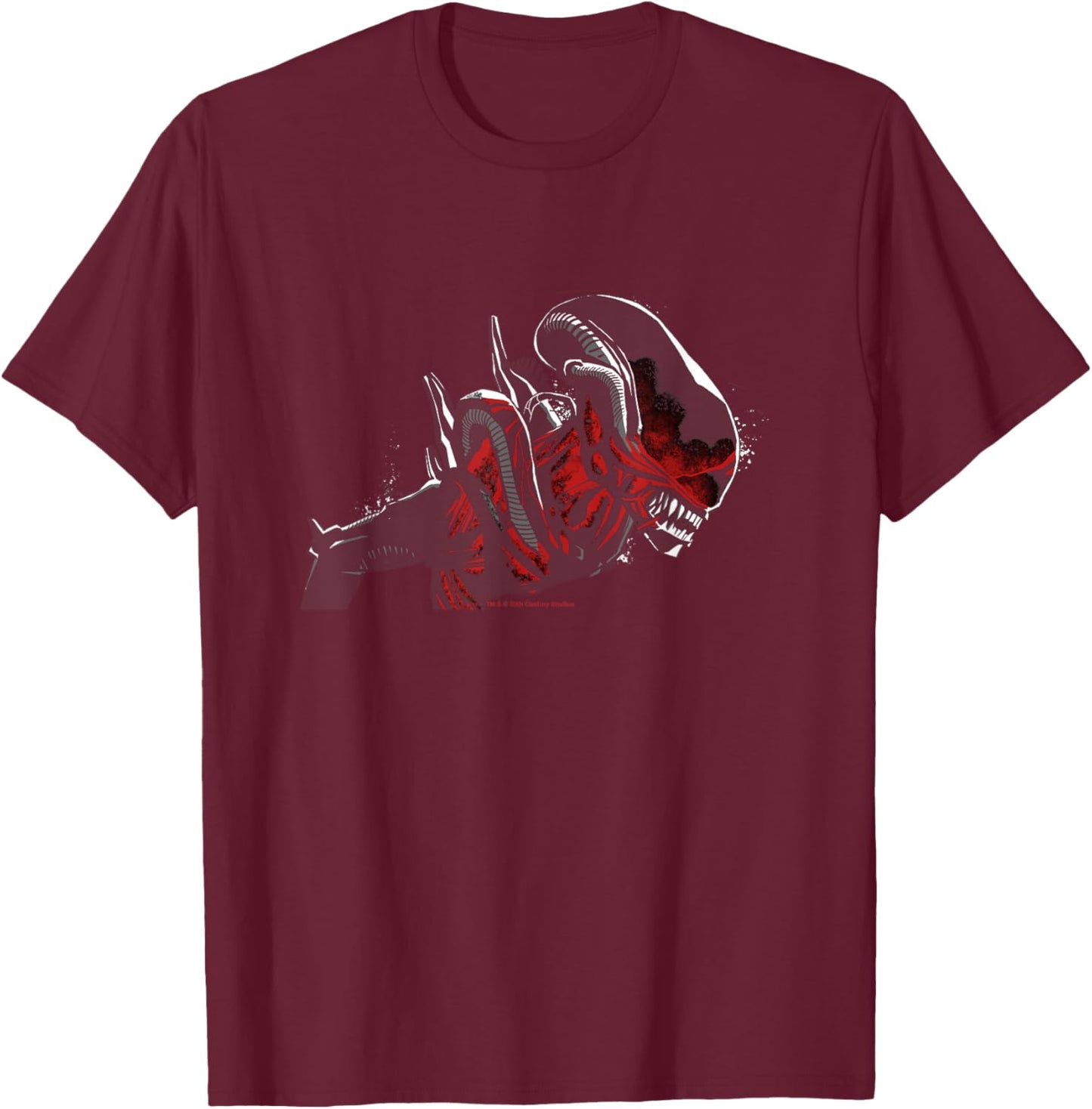 Alien: Romulus Xenomorph Red Distressed Glow T-Shirt - T-Shirt | Maroon