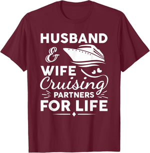 Funny Cruising Design For Husband Wife Couples Cruise Ship T-Shirt - T-Shirt | Maroon