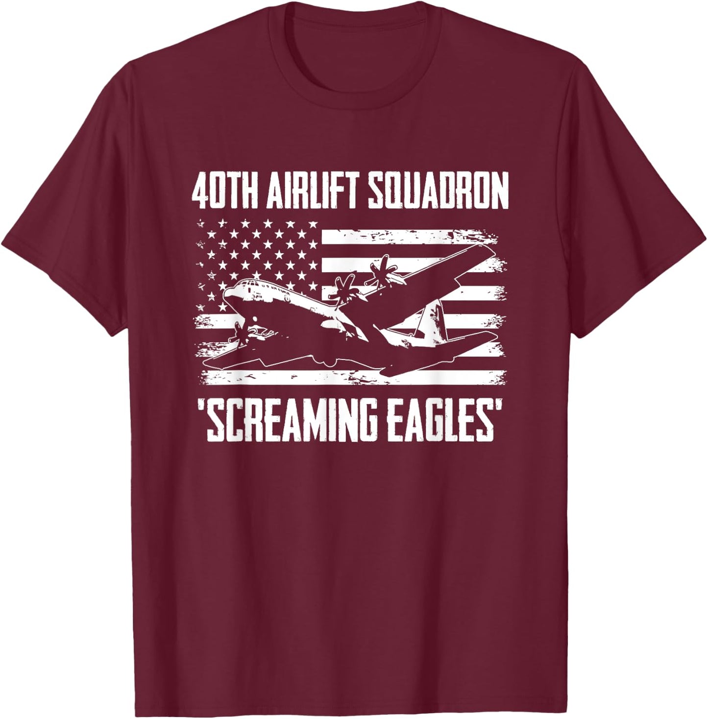 40th Airlift Squadron Screaming Eagles T-Shirt - T-Shirt | Maroon