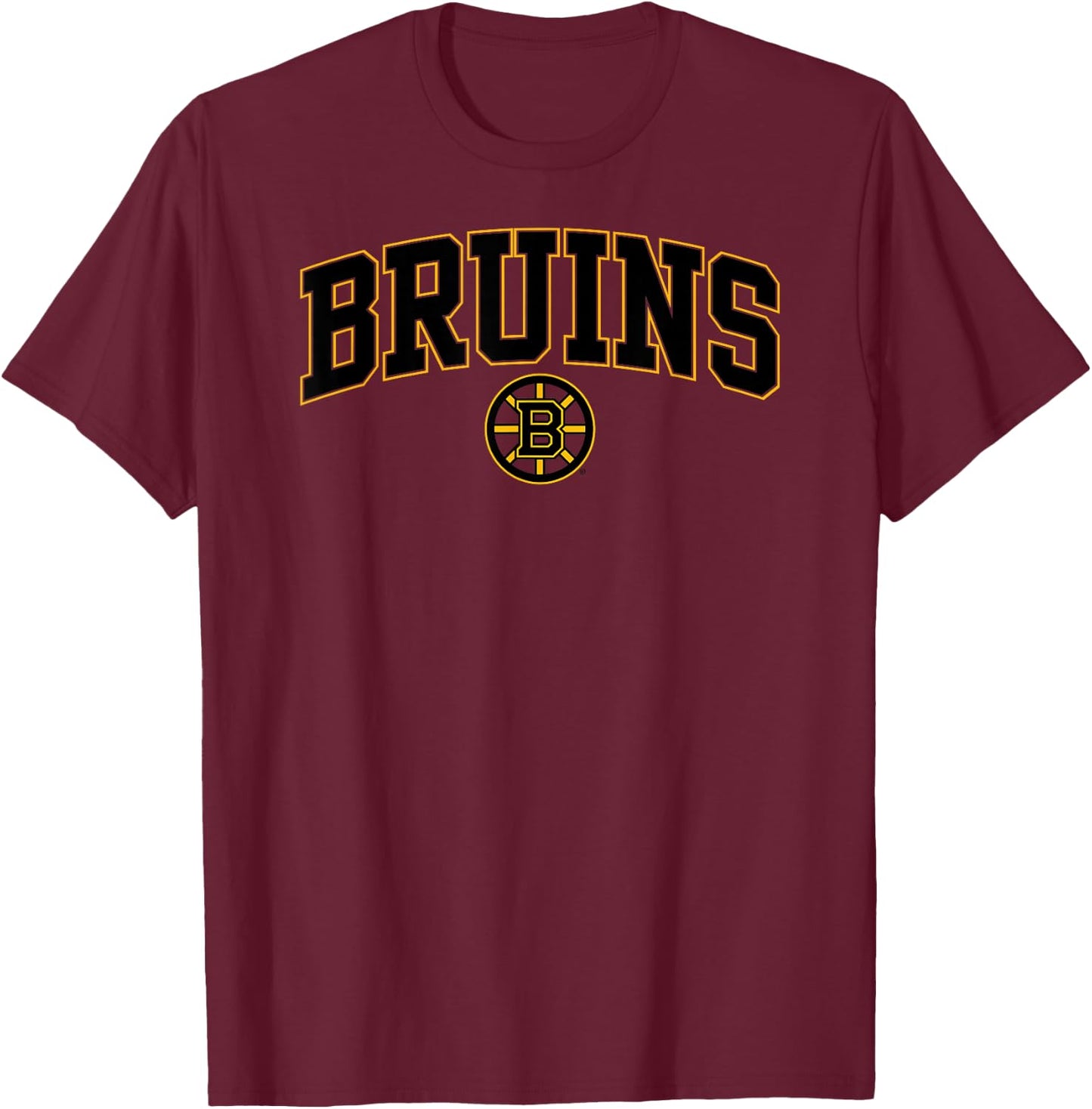 Boston Bruins Arch Over White Officially Licensed T-Shirt - T-Shirt | Maroon