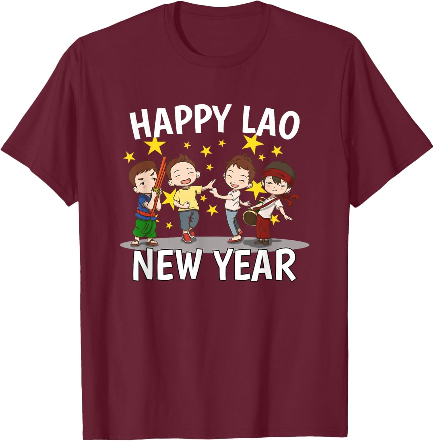 Laos Laotian Boys Happy Lao New Year Pi Mai Lao T-Shirt - T-Shirt | Maroon