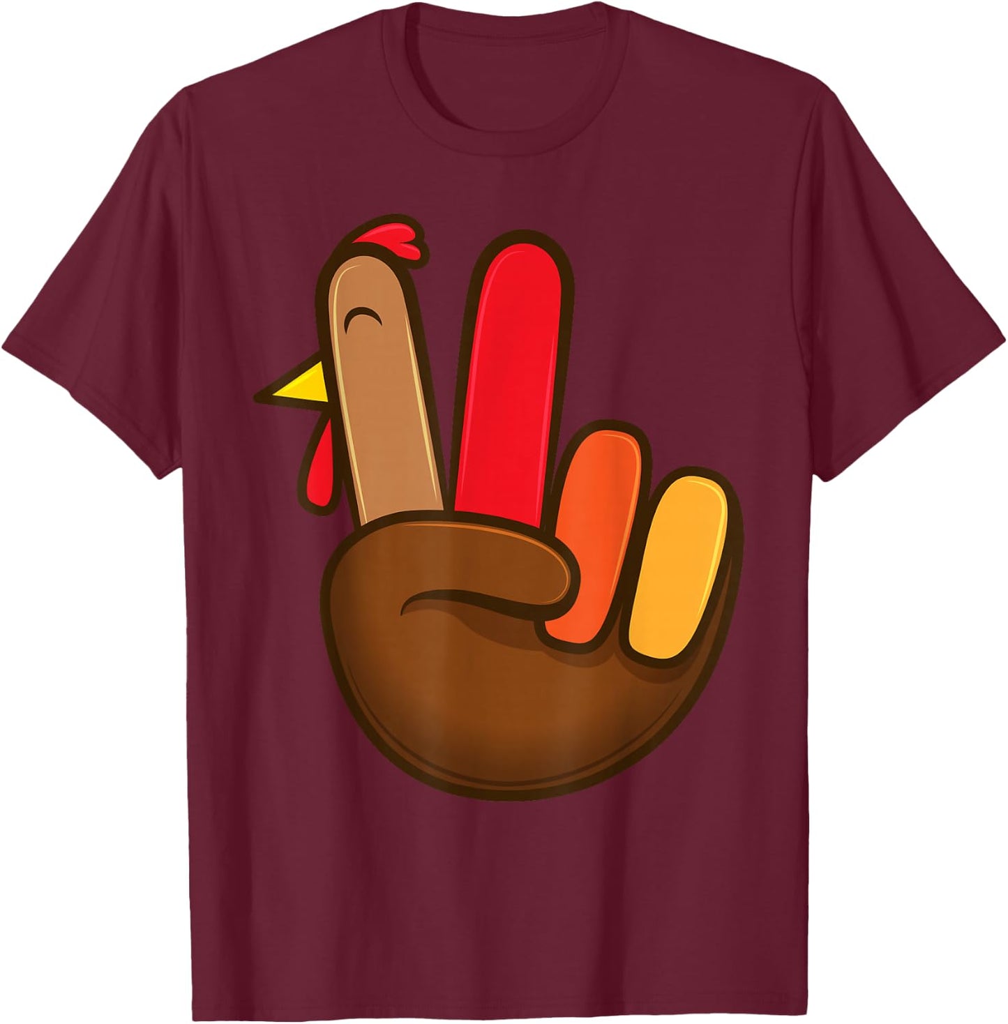 Peace Sign Turkey Hand Shirt Thanksgiving Hippie Men Women T-Shirt - T-Shirt | Maroon