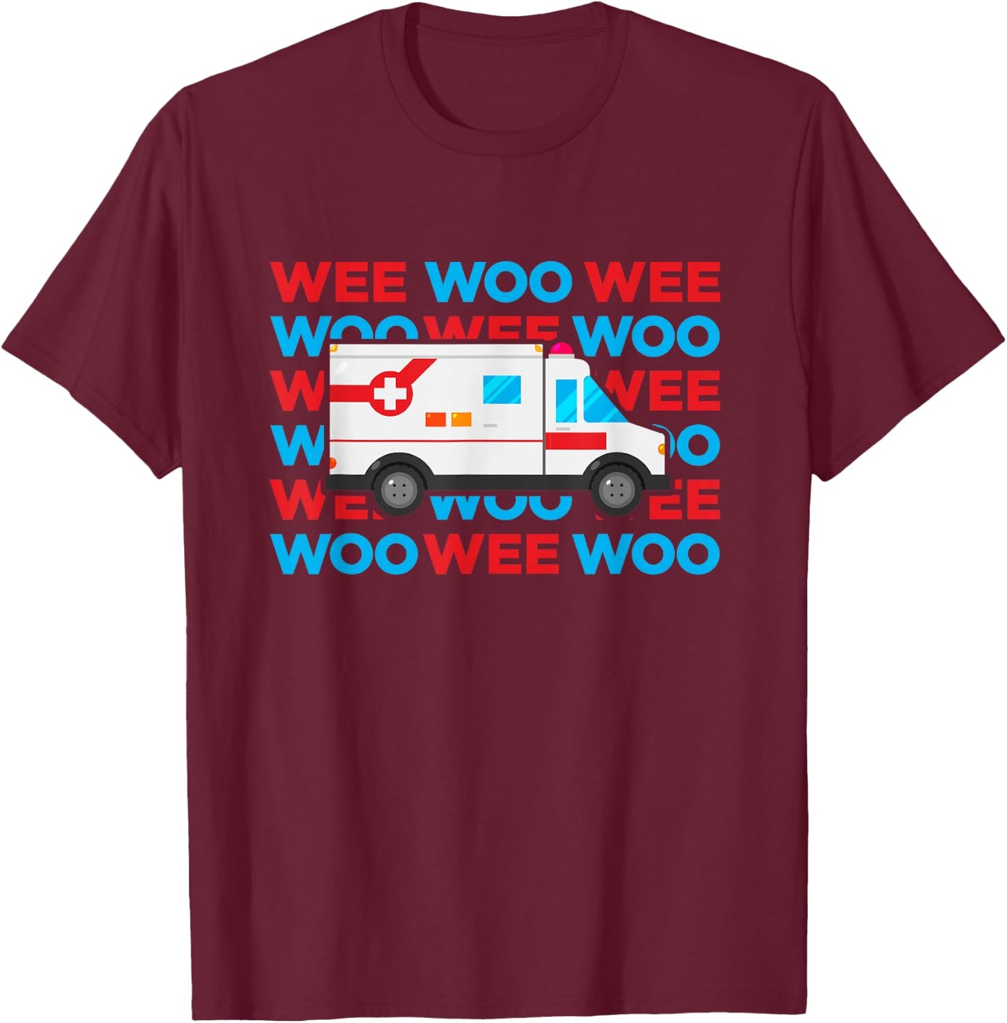 Ambulance EMT Paramedic for Kids Wee Woo Emergency T-Shirt - T-Shirt | Maroon