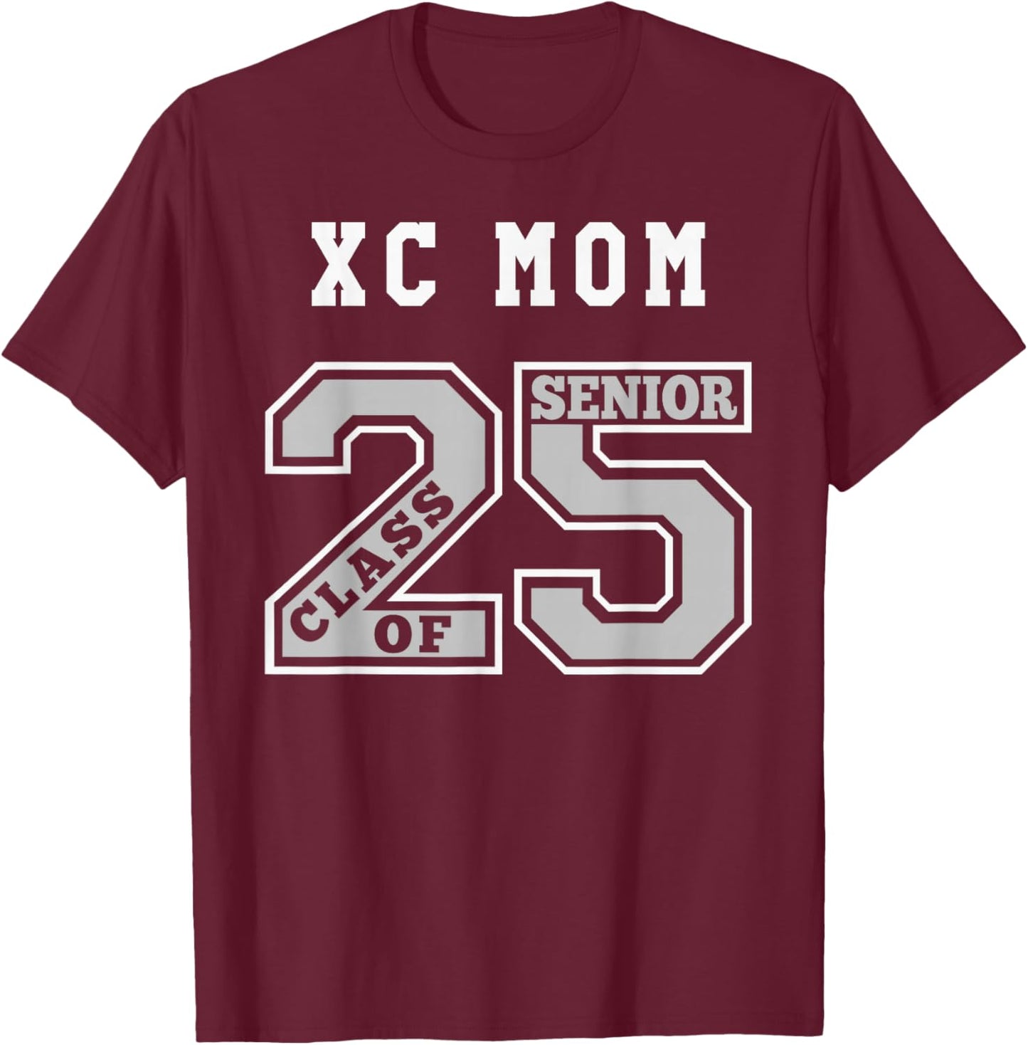 Senior Cross Country Mom 2025 - Groovy Xc Mom Senior 25 2 T-Shirt - T-Shirt | Maroon