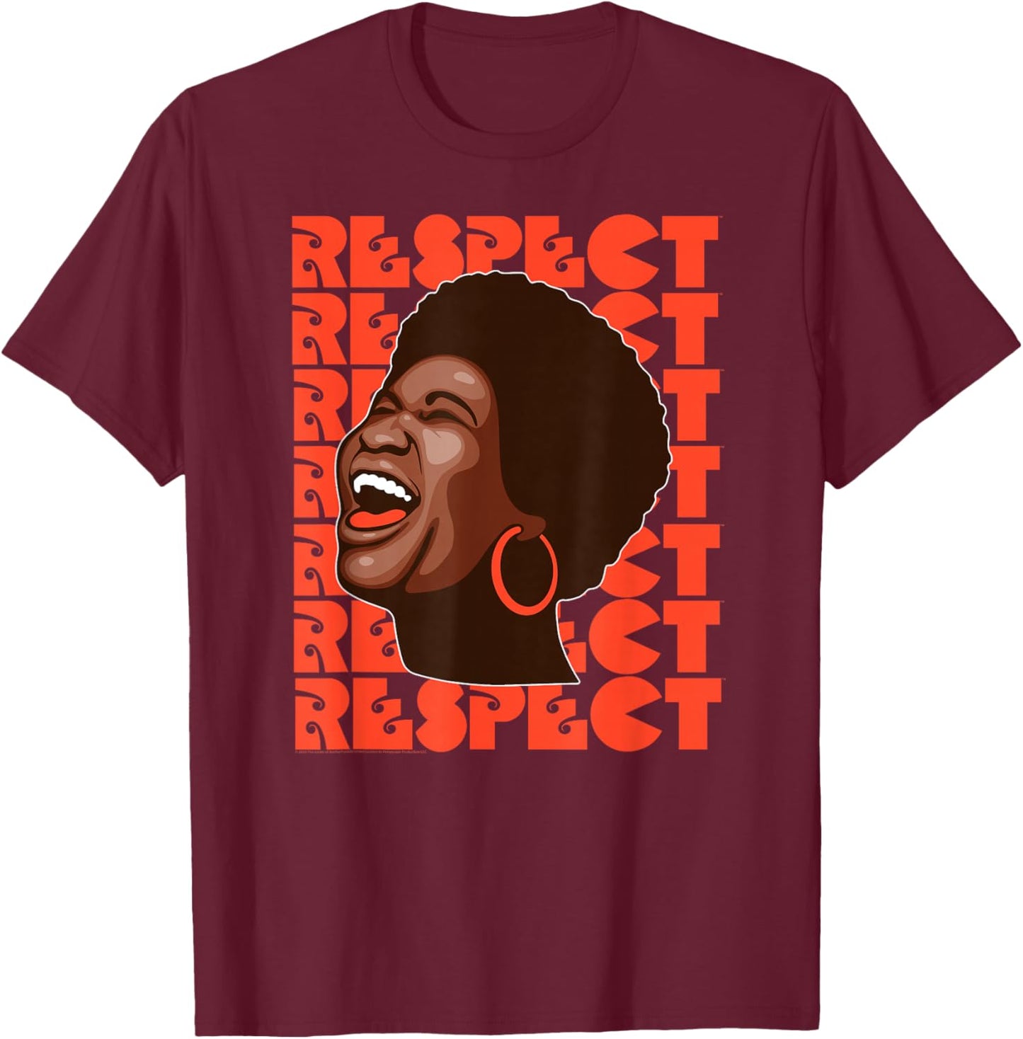 Official Aretha Franklin Respect Soul Music T-Shirt - T-Shirt | Maroon