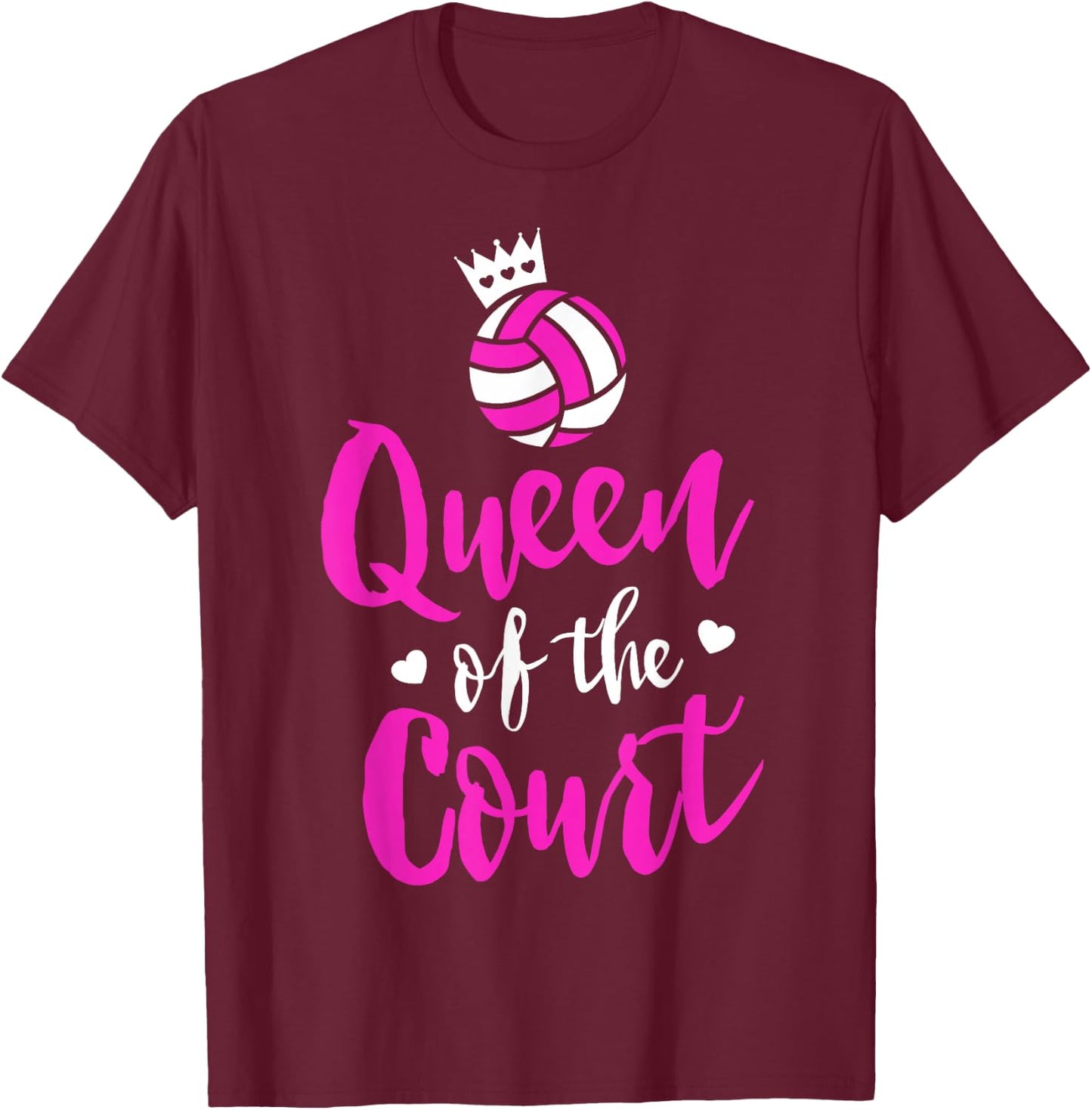 Volleyball Queen Shirt for Girls Cute Player Coach Gift T-Shirt - T-Shirt | Maroon