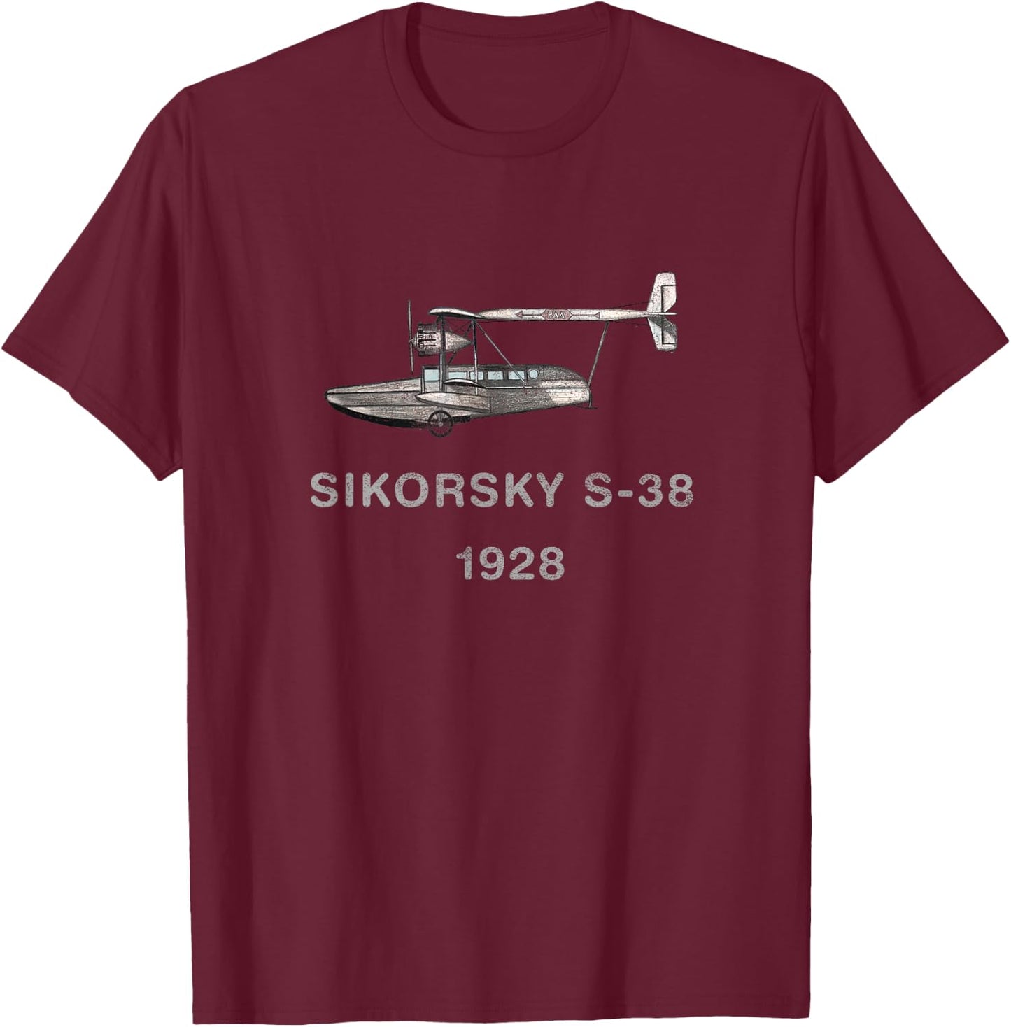 Vintage Aviation: Sikorsky S-38 T-Shirt - T-Shirt | Maroon