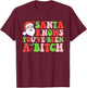 Santa Knows You've Been A Btch Santa Christmas Groovy Design T-Shirt - T-Shirt | Maroon