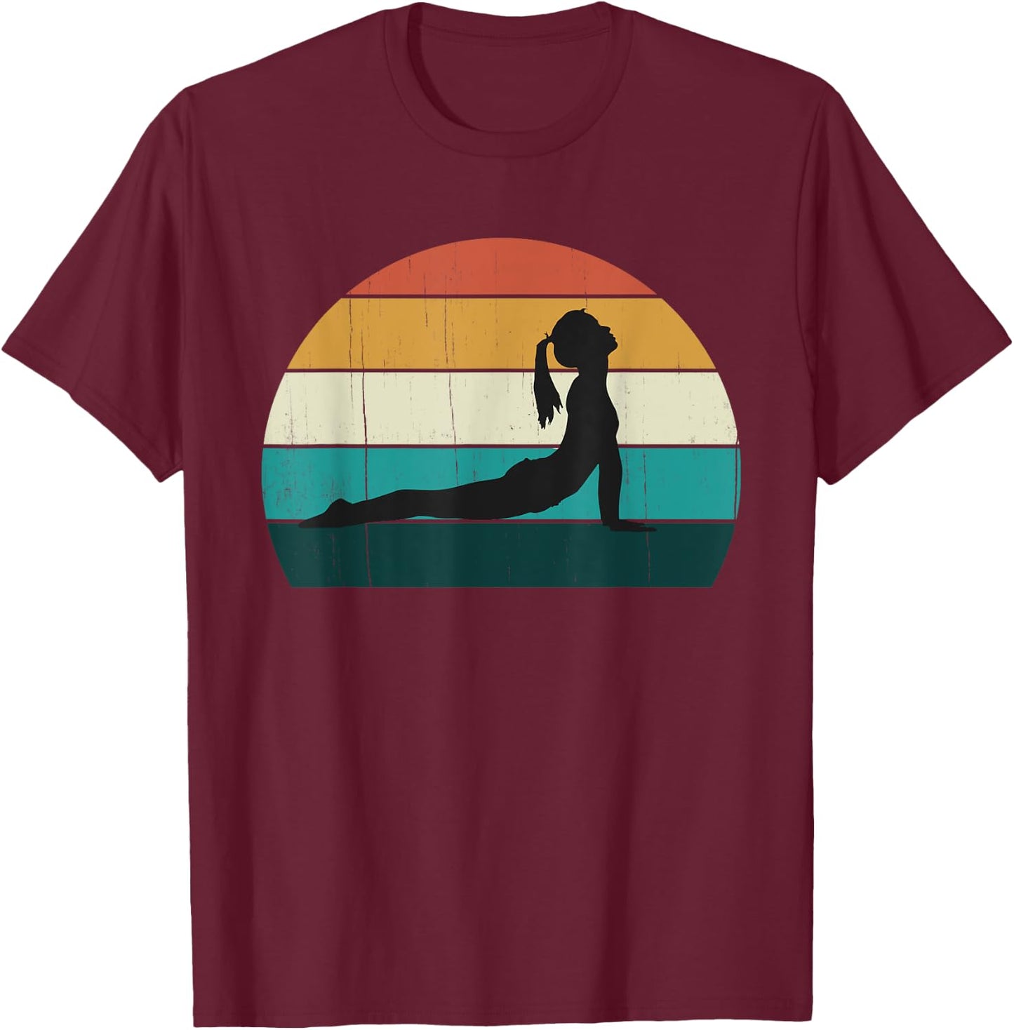 Retro Yoga Pose: Vintage Mind Meditation / Body Workout Gift T-Shirt - T-Shirt | Maroon