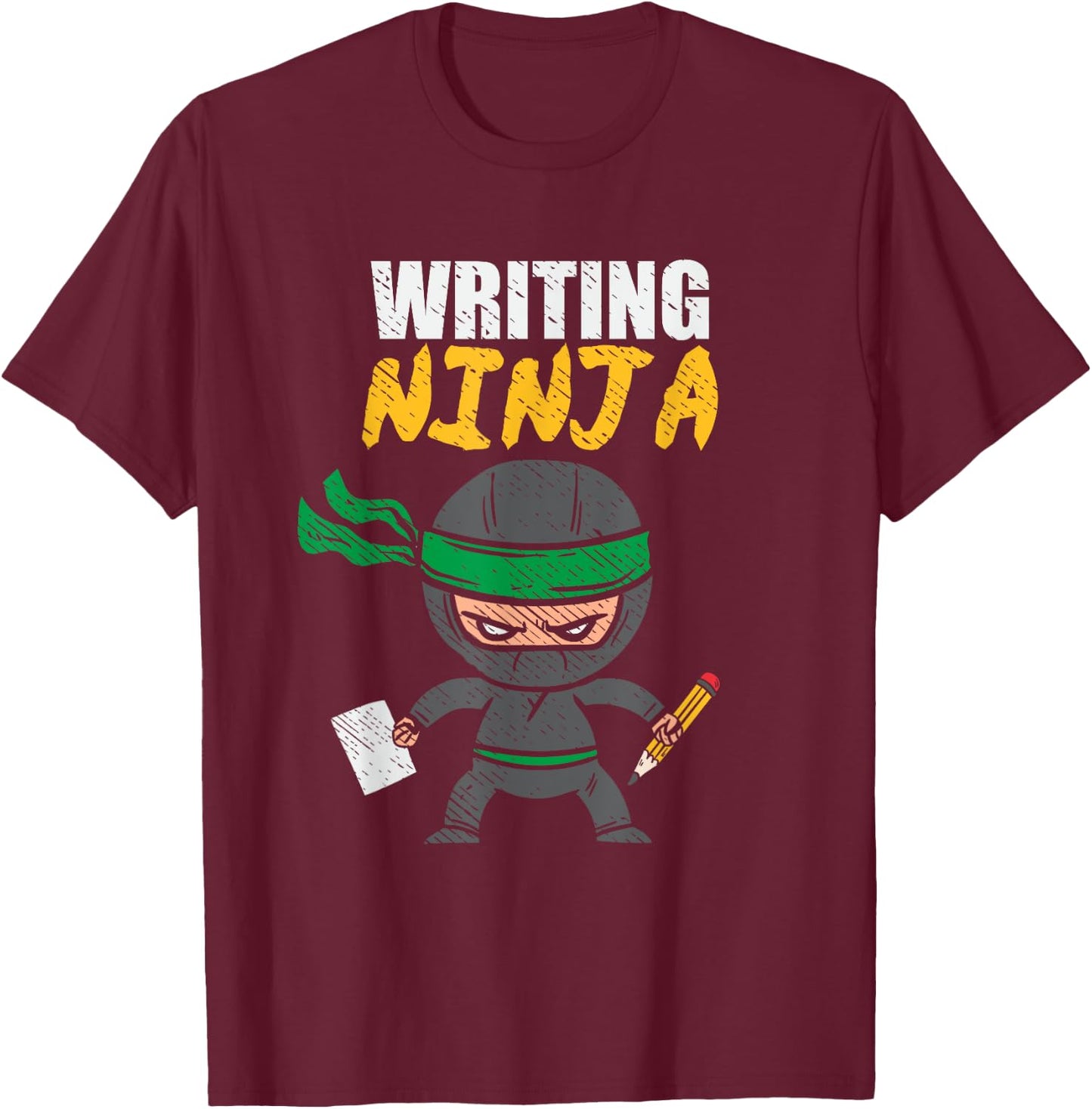 Writing Ninja Author Script Editor Book Lover Story Writer T-Shirt - T-Shirt | Maroon