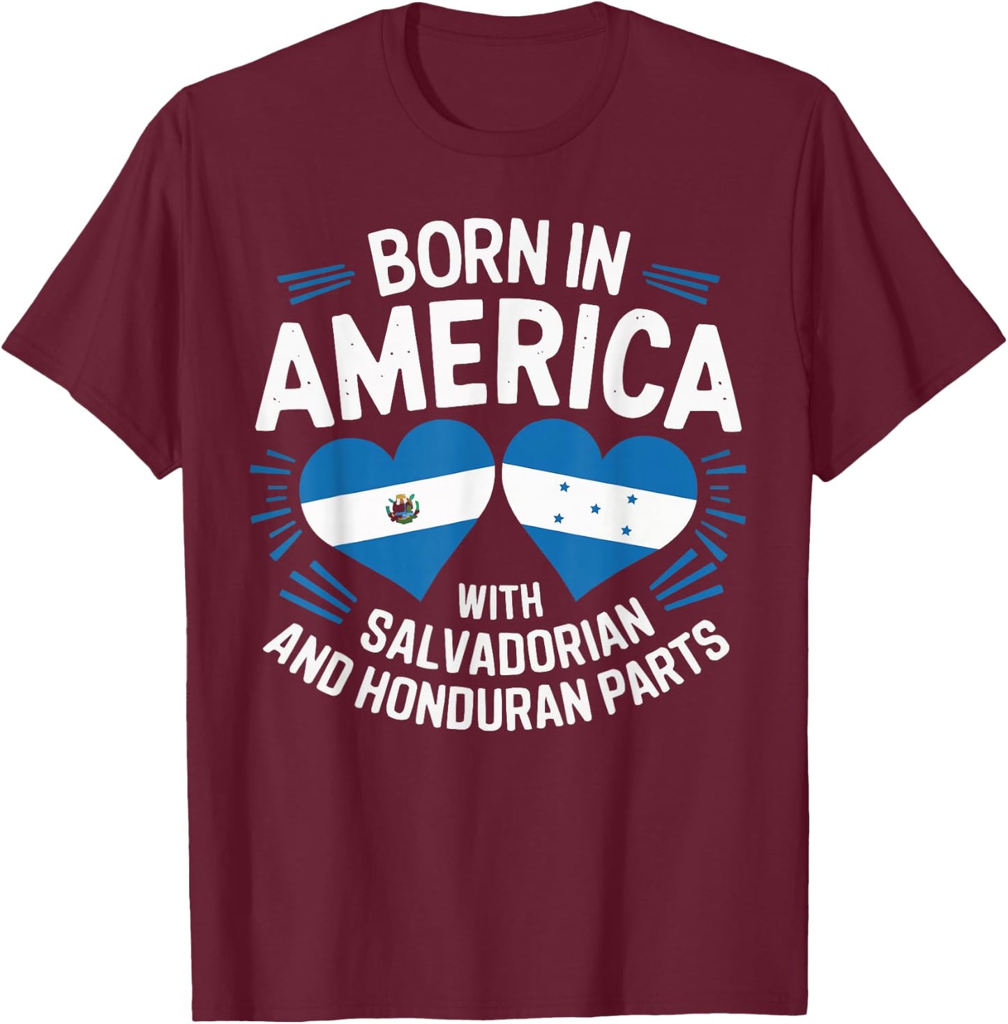 Half Honduran Half Savadorian El Salvador Flag Honduras T-Shirt - T-Shirt | Maroon