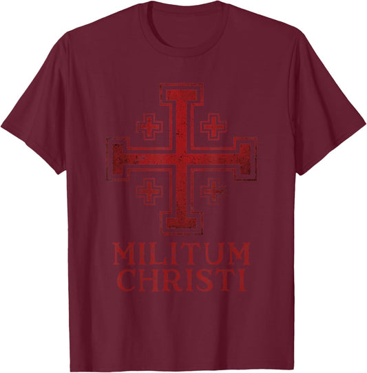 Catholic Knight Templar Crusader Cross T-Shirt - T-Shirt | Maroon