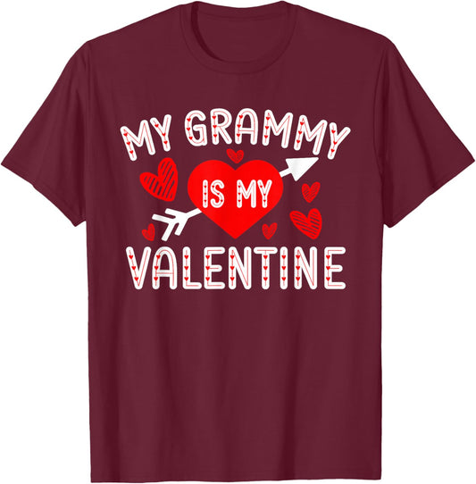 My Grammy Is My Valentine Cute Heart Valentine's Day T-Shirt - T-Shirt | Maroon