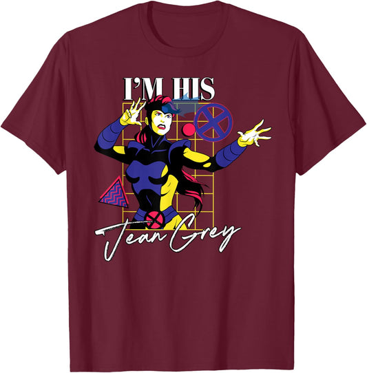 Marvel Super Heroes X-Men Couples Matching I’m His Jean Grey T-Shirt - T-Shirt | Maroon