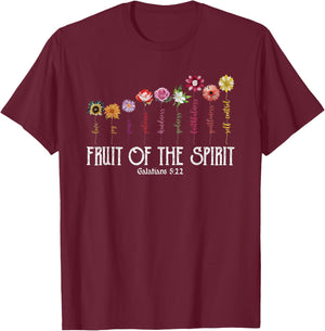 Fruit Of Spirit Floral Religious Christian T-Shirt - T-Shirt | Maroon