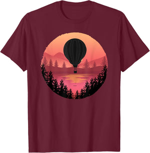 Pretty Flying Hot Air Balloon: Cool Sunset Ballooning Lovers T-Shirt - T-Shirt | Maroon