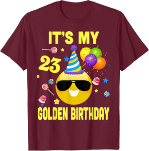 23rd Birthday Gifts It's My Golden Birthday 23 Years Old WY2 T-Shirt - T-Shirt | Maroon