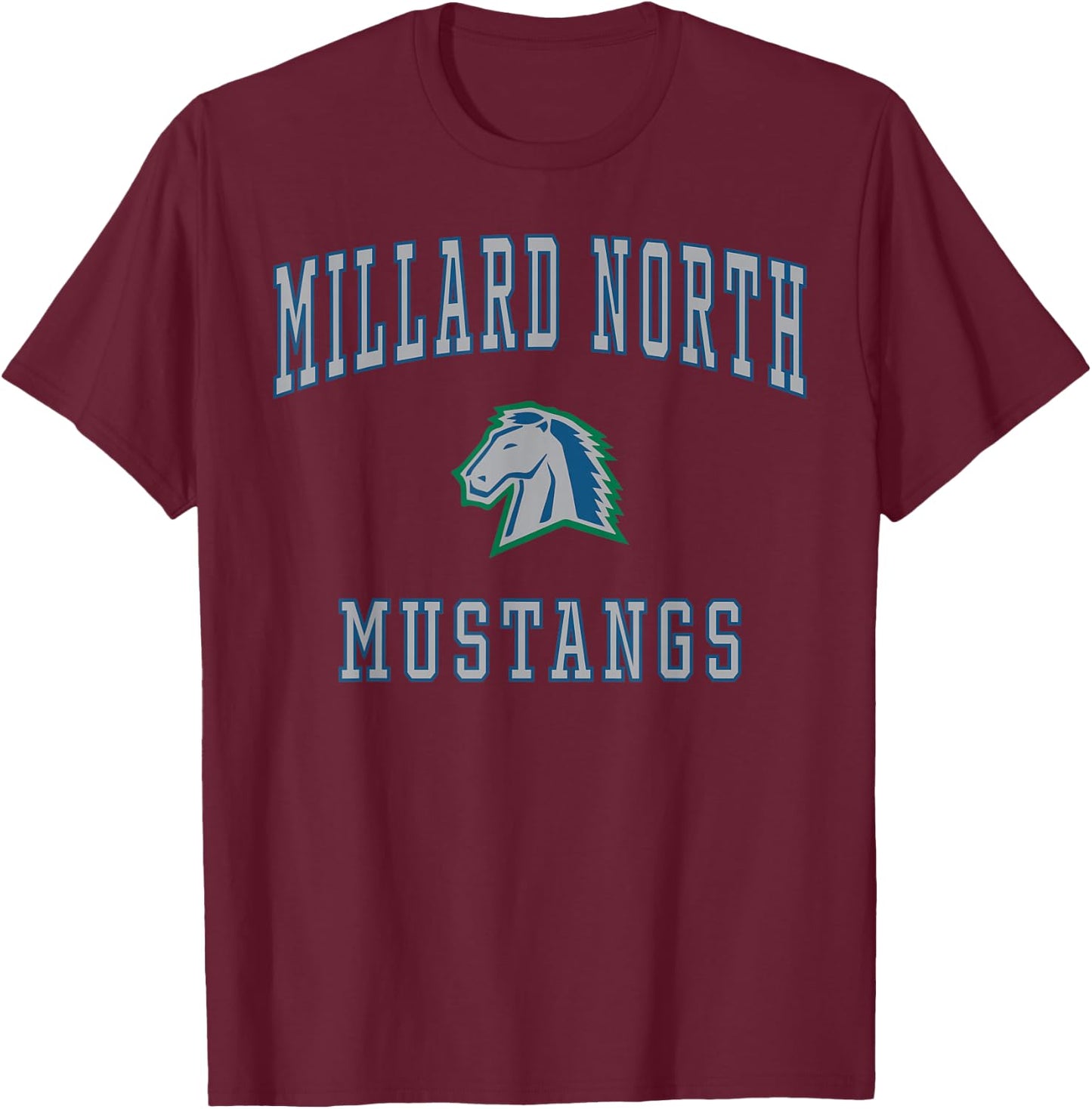 Millard North High School Mustangs T-Shirt - T-Shirt | Maroon