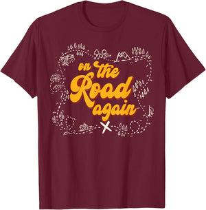 On The Road Again, Family Travels, Roadtrip, Vacay Adventure T-Shirt - T-Shirt | Maroon