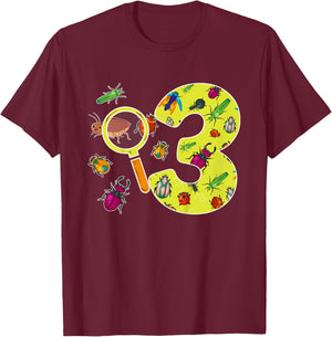 Kids 3rd Bug Birthday 3 Year Old Bugs Birthday Insects T-Shirt - T-Shirt | Maroon