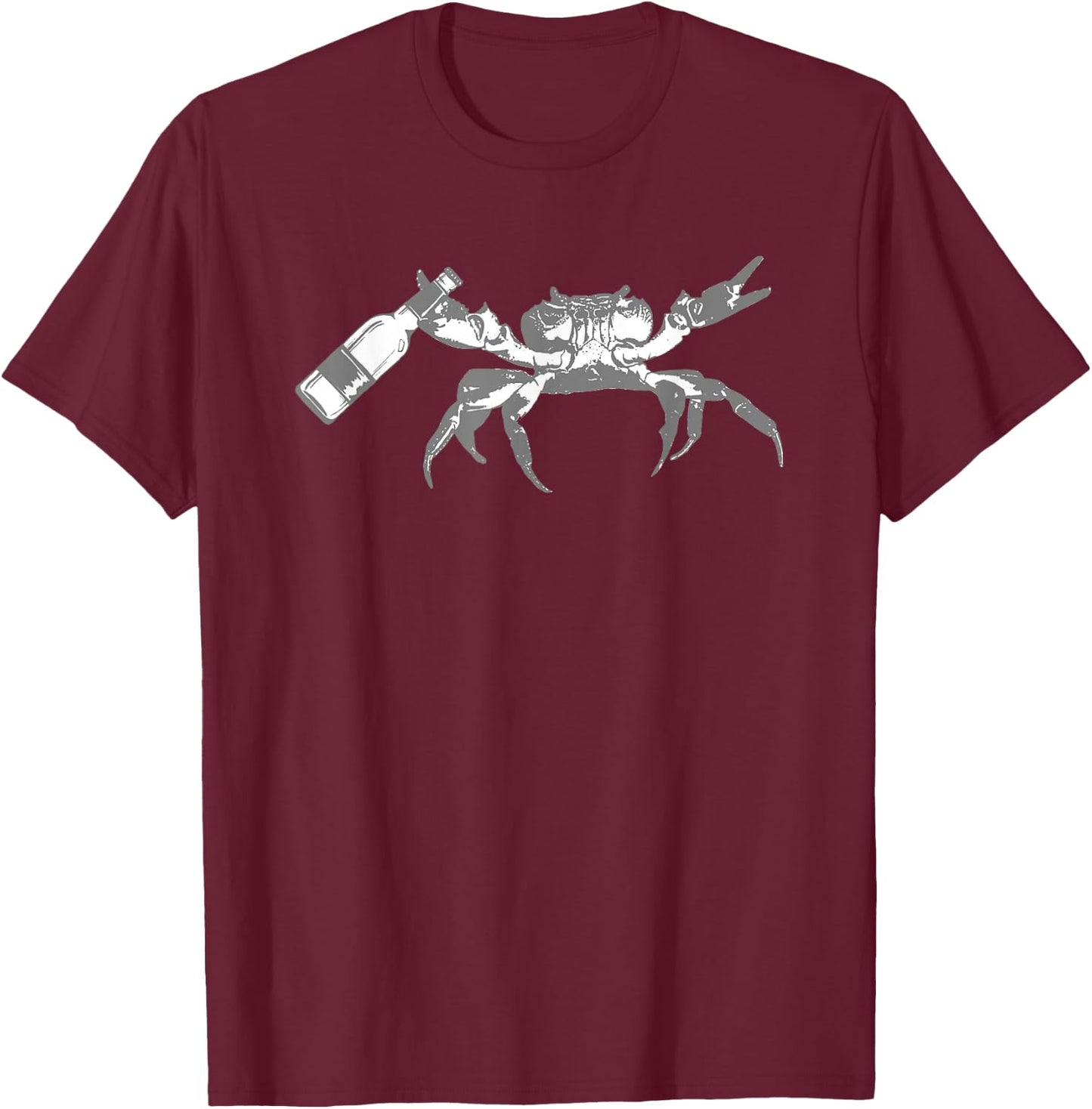 Crab Drinking Beer T-Shirt - T-Shirt | Maroon