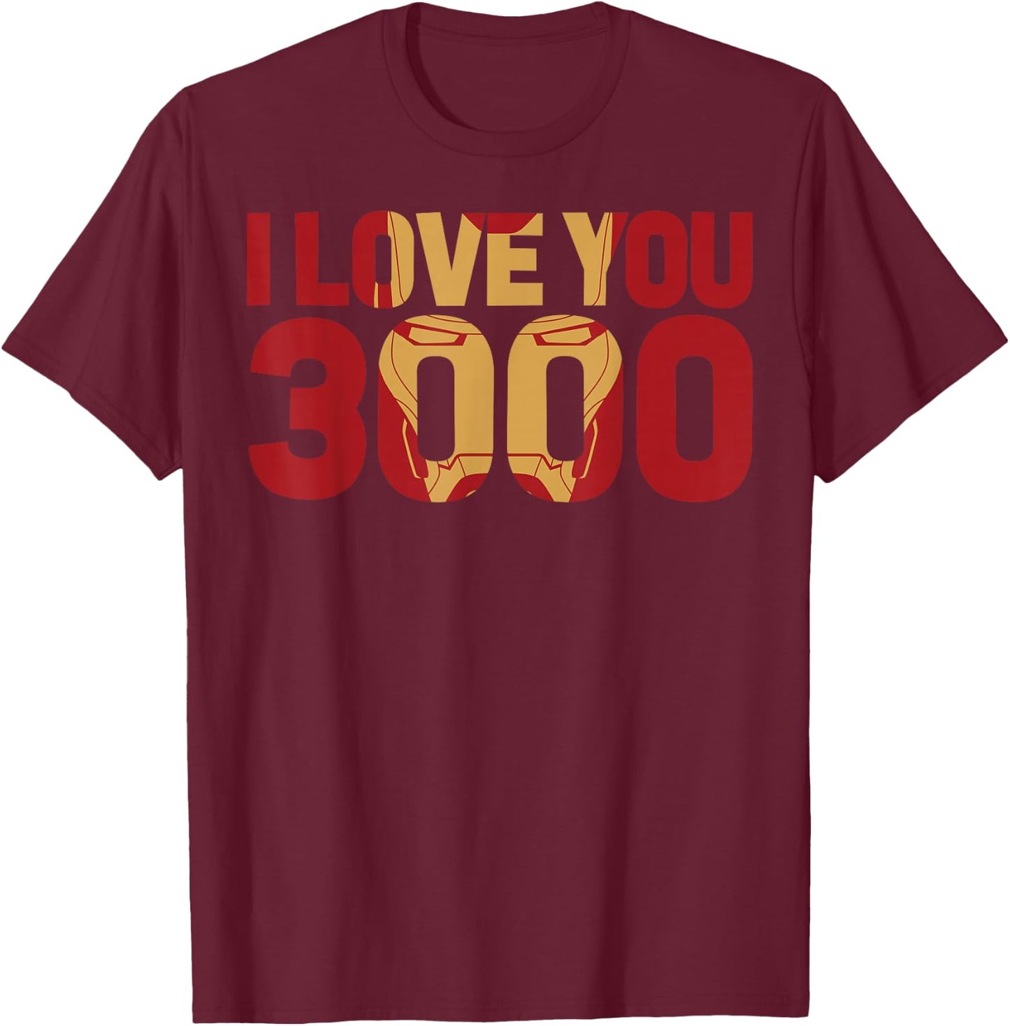 Marvel Avengers Endgame Iron Man I Love You 3000 Text Fill Small T-Shirt - T-Shirt | Maroon