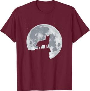 Unique Cool Australian Cattle Dog Red Blue Heeler Moon Gift Women Girls Kids T-Shirt - T-Shirt | Maroon