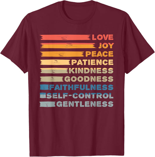 Fruit of The Spirit - Christian Bible Verse - Love Joy Peace T-Shirt - T-Shirt | Maroon