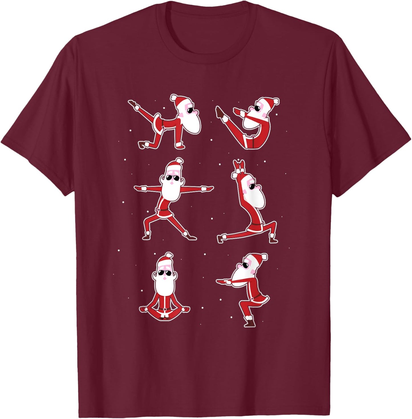 Santa Claus Yoga Meditation Cartoon Funny Christmas Gifts T-Shirt - T-Shirt | Maroon
