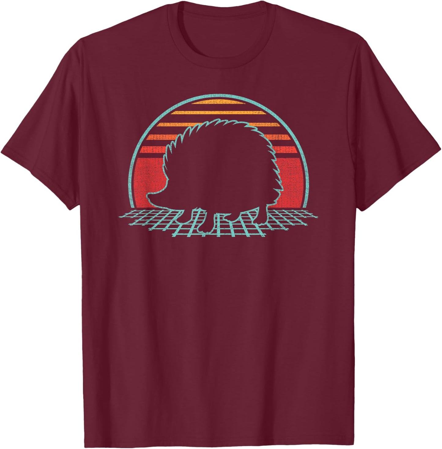 Hedgehog Lover Animal Retro Vintage 80s Style T-Shirt - T-Shirt | Maroon
