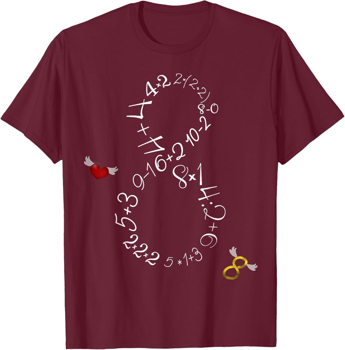 8 - Funny Math 8 Year Old Vintage 2017 8th Birthday Gift T-Shirt - T-Shirt | Maroon