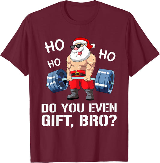 Funny Gym Fitness Santa Claus Man Woman Christmas T-Shirt - T-Shirt | Maroon