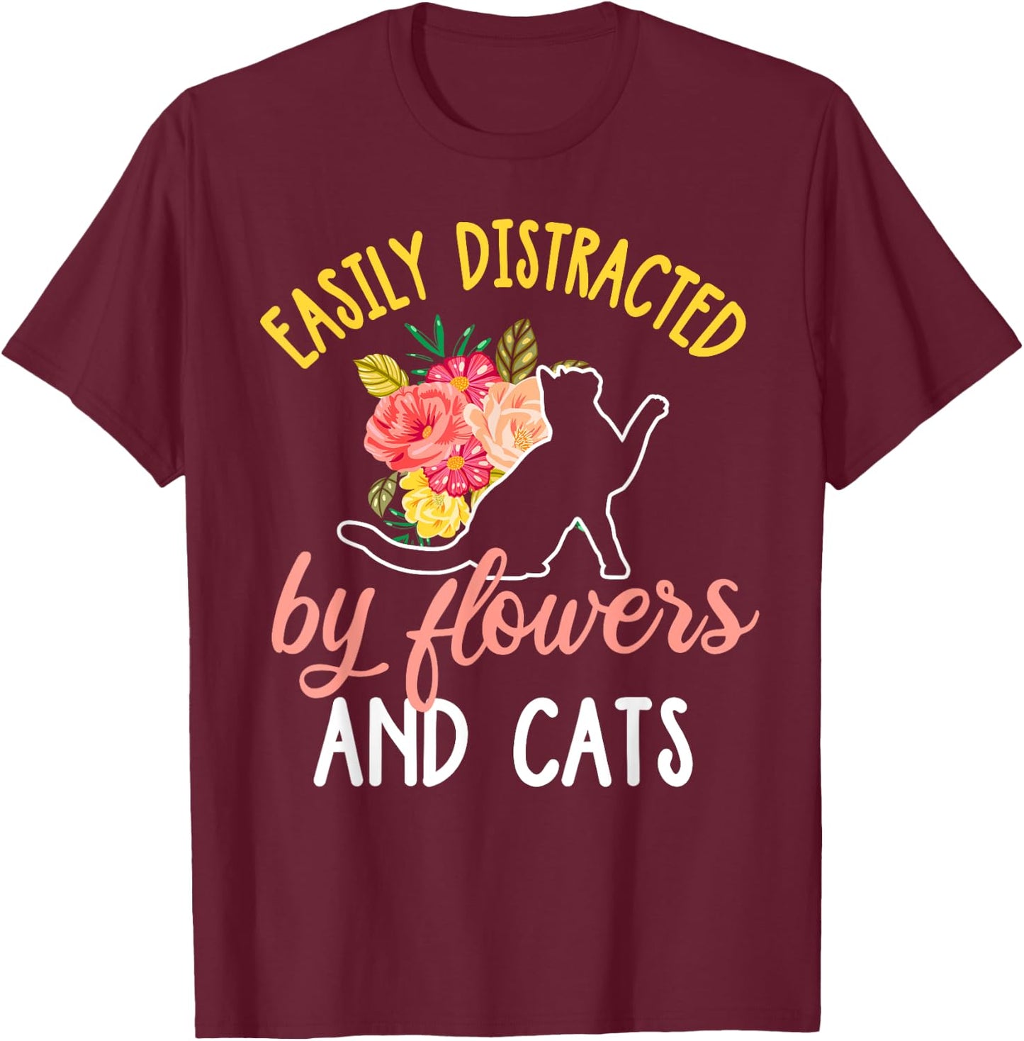 Florist Cat Shirt Funny Floral Designer Cat Lover Gift T-Shirt - T-Shirt | Maroon