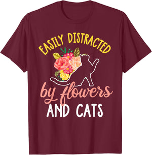 Florist Cat Shirt Funny Floral Designer Cat Lover Gift T-Shirt - T-Shirt | Maroon