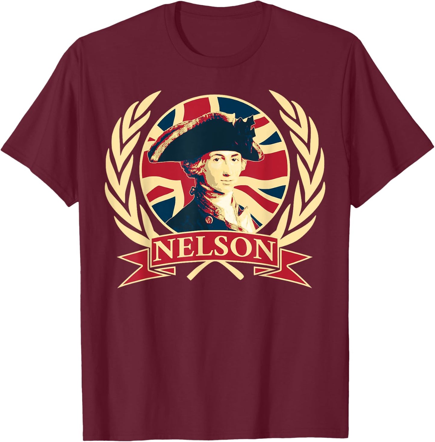 Horatio Nelson. British Flag Propaganda. T-Shirt - T-Shirt | Maroon