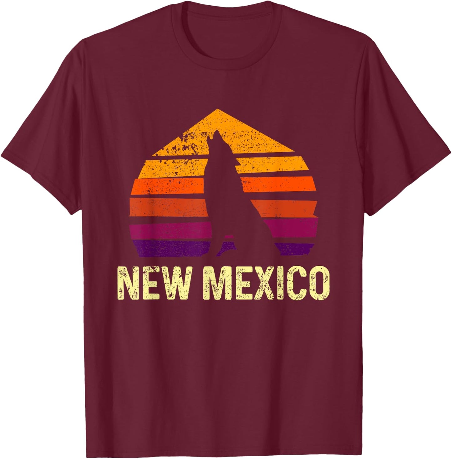 Vintage New Mexico, NM Retro Wolf Outdoor T-Shirt - T-Shirt | Maroon
