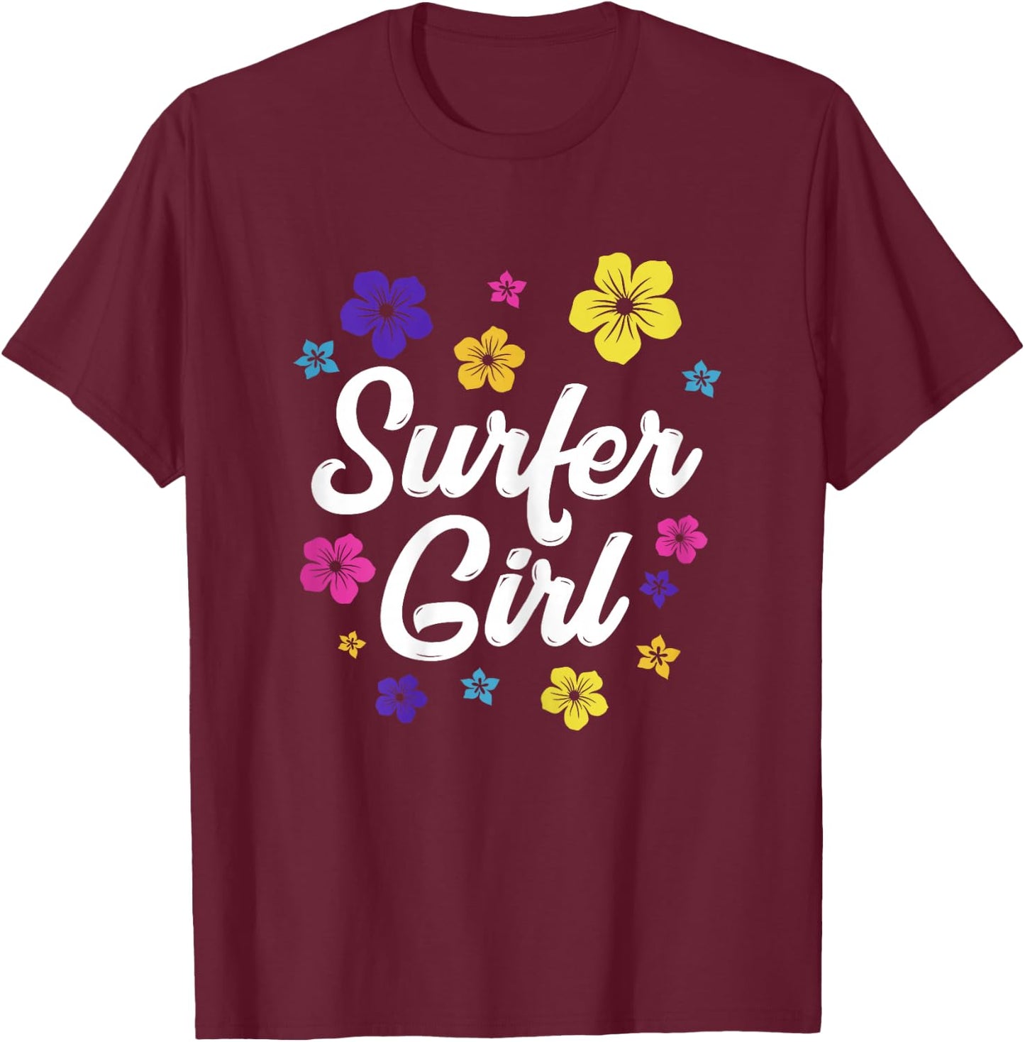 Surfer Girl Surf Retro Vintage Surf Gift Women Surfing T-Shirt - T-Shirt | Maroon